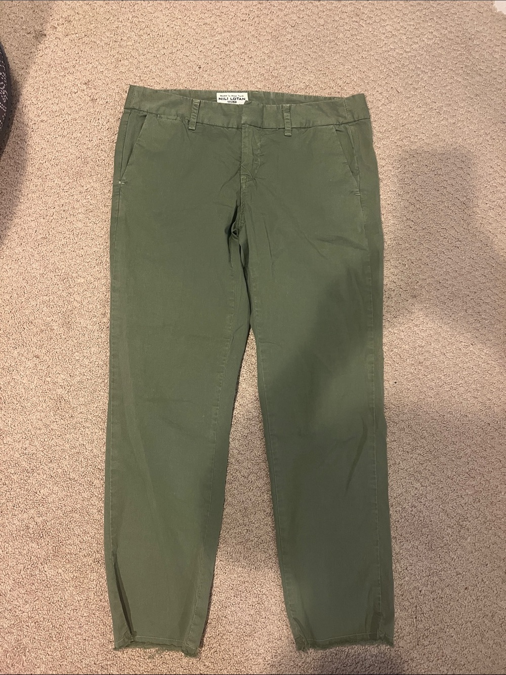 Nili Lotan Olive Green Chino Pants